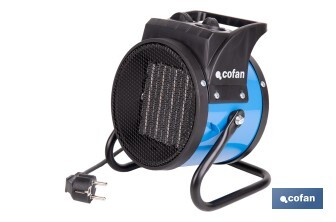 Calefactor cerámico industrial | Potencia: 2000 W | Diseño portátil | Termostato ajustable | Protección térmica - Cofan