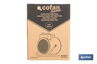Calefactor industrial | Potencia: 3000 W | Función ventilador | Termostato ajustable | Protección IP24 - Cofan