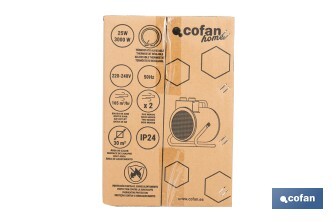 Calefactor industrial | Potencia: 3000 W | Función ventilador | Termostato ajustable | Protección IP24 - Cofan