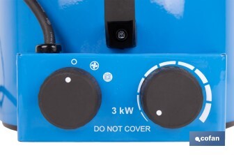 Calefactor industrial | Potencia: 3000 W | Función ventilador | Termostato ajustable | Protección IP24 - Cofan