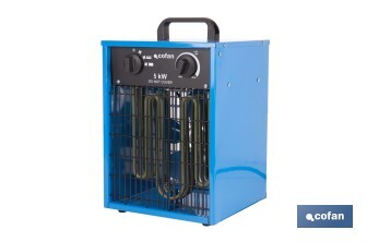 Calefactor eléctrico con enchufe industrial | Potencia: 5000 W | Función ventilador | Enchufe tipo trifásico (5 pines) | Protección IP24 - Cofan