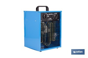 Calefactor eléctrico con enchufe industrial | Potencia: 5000 W | Función ventilador | Enchufe tipo trifásico (5 pines) | Protección IP24 - Cofan