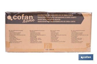 Calefactor de onda corta por infrarrojos | Potencia: 1500/3000 W | Protección IPX4 | Alta eficiencia para entornos de hasta 40 m2 - Cofan