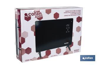 Convector radiante de panel de vidrio | Potencia: 2000 W | Mando a distancia | Control vía app | Compatible con asistente de voz | Temporizador 24 h - Cofan