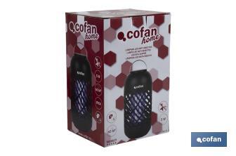 Lámpara LED antiinsectos | Potencia: 5 W | Descarga Eléctrica: 800-1000 V  | Área: 60 m² | Protégete contra los insectos - Cofan