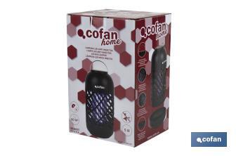 Lámpara LED antiinsectos | Potencia: 5 W | Descarga Eléctrica: 800-1000 V  | Área: 60 m² | Protégete contra los insectos - Cofan
