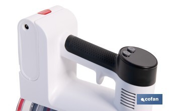 Aspiradora sin cable con base de carga | Potencia de succión: 180 AW | Potencia ciclónica: 32 kPa | 4 velocidades | Filtro HEPA lavable | Batería de litio 25,9 V | Color: blanco - Cofan