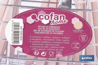 Set de 24 cubiertos de acero Inoxidable | Diferentes colores | Diseño Moderno y Funcional - Cofan