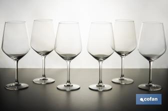 Pack of 6 wine glasses with 53cl capacity | Long and thin stem with a wide base - Cofan