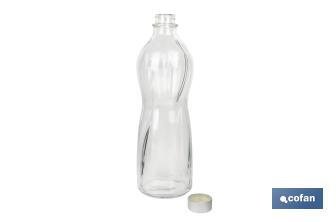 Botella de vidrio transparente con tapón de acero inoxidable | Capacidad: 1 litro - Cofan