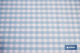 Mantel antimanchas | Diseño en cuadros vichy azules | Materiales: vinilo y poliéster | Impermeable | Fácil de limpiar | Disponible en diferentes medidas - Cofan