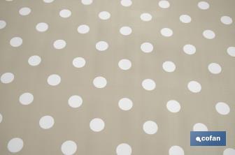 Mantel antimanchas | Color beige con diseño de lunares blancos | Materiales: vinilo y poliéster | Impermeable | Fácil de limpiar | Disponible en diferentes medidas - Cofan