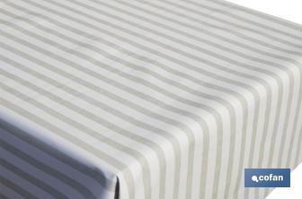 Mantel antimanchas | Diseño con rayas blancas y beige | Materiales: vinilo y poliéster | Impermeable | Fácil de limpiar | Disponible en diferentes medidas - Cofan