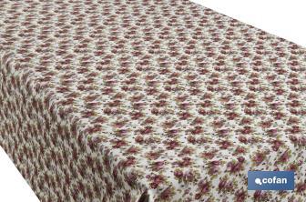 Rollo de mantel antimanchas | Estampado de rosas | Materiales: algodón y poliéster | Fácil de limpiar | Medidas: 1,40 x 25 m - Cofan