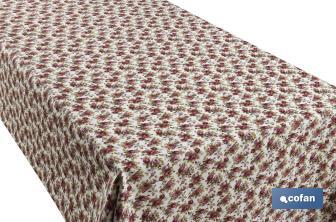 Rollo de mantel antimanchas | Estampado de rosas | Materiales: algodón y poliéster | Fácil de limpiar | Medidas: 1,40 x 25 m - Cofan