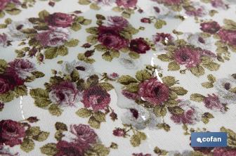 Rollo de mantel antimanchas | Estampado de rosas | Materiales: algodón y poliéster | Fácil de limpiar | Medidas: 1,40 x 25 m - Cofan
