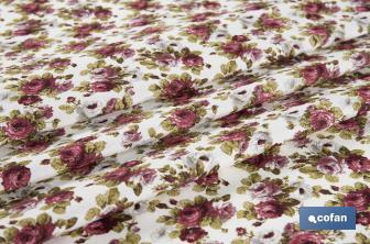 Rollo de mantel antimanchas | Estampado de rosas | Materiales: algodón y poliéster | Fácil de limpiar | Medidas: 1,40 x 25 m - Cofan