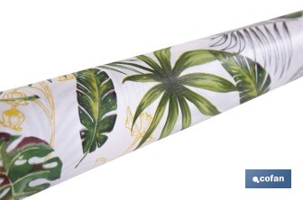 Rollo de hule con estampado de hojas amazónicas | Impermeable | Protección y estilo para la mesa - Cofan