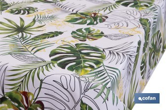 Rollo de hule con estampado de hojas amazónicas | Impermeable | Protección y estilo para la mesa - Cofan