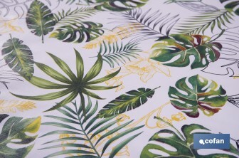 Rollo de hule con estampado de hojas amazónicas | Impermeable | Protección y estilo para la mesa - Cofan