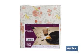 Hule con diseño moderno de flores | Materiales: PVC y polipropileno | Fácil de limpiar | Disponible en diferentes medidas - Cofan