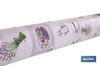 Rollo de hule con estampado de lavanda | Impermeable | Protección y estilo para la mesa - Cofan