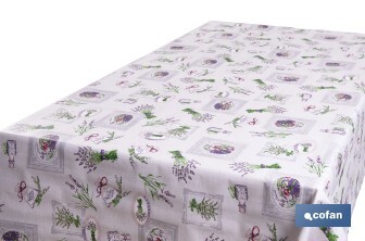 Rollo de hule con estampado de lavanda | Impermeable | Protección y estilo para la mesa - Cofan