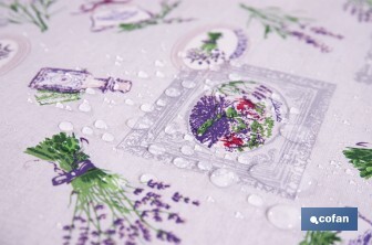 Rollo de hule con estampado de lavanda | Impermeable | Protección y estilo para la mesa - Cofan