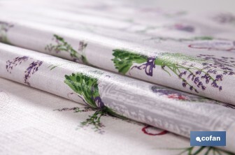 Rollo de hule con estampado de lavanda | Impermeable | Protección y estilo para la mesa - Cofan