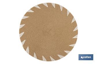 Bajoplatos redondos con detalles decorativos | Packs de 6 salvamanteles individuales | Diámetro: 38 cm | Color: beige y blanco - Cofan