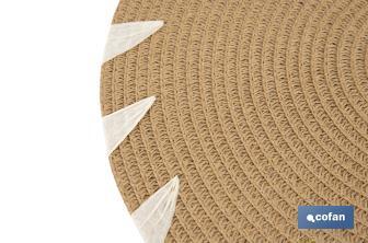 Bajoplatos redondos con detalles decorativos | Packs de 6 salvamanteles individuales | Diámetro: 38 cm | Color: beige y blanco - Cofan