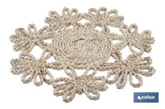 Bajoplatos con borde floral | Packs de 6 unidades de salvamanteles individuales | Material: fibra natural | Diámetro: 35 cm | Decoración única y protección para la mesa - Cofan