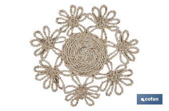 Bajoplatos con borde floral | Packs de 6 unidades de salvamanteles individuales | Material: fibra natural | Diámetro: 35 cm | Decoración única y protección para la mesa - Cofan