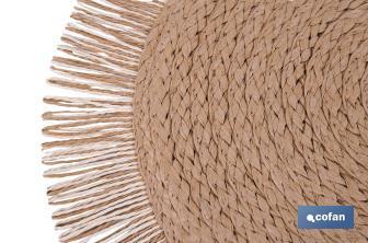 Bajoplatos redondos con flecos decorativos | Disponibles en diferentes colores | Packs de 6 salvamanteles individuales | Diámetro: 38 cm - Cofan