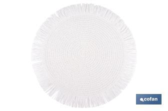 Bajoplatos redondos con flecos decorativos | Disponibles en diferentes colores | Packs de 6 salvamanteles individuales | Diámetro: 38 cm - Cofan