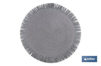 Bajoplatos redondos con flecos decorativos | Disponibles en diferentes colores | Packs de 6 salvamanteles individuales | Diámetro: 38 cm - Cofan
