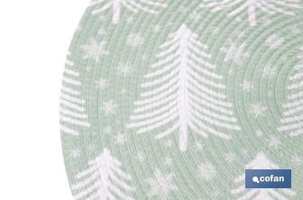 Bajoplatos redondos de Navidad | Diseño con árboles de Navidad | Packs de 6 salvamanteles individuales | Diámetro: 38 cm | Color: verde y blanco - Cofan