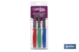 Pack de 3 cuchillos puntilla de acero inoxidable | Mango antideslizante | Apto para lavavajillas - Cofan