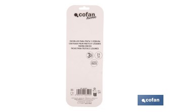 Pack de 3 cuchillos para fruta y verdura con mango ergonómico | Hoja de acero inoxidable | Longitud de la hoja: 10 cm - Cofan