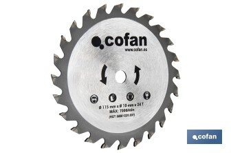 Discos de corte con 24 dientes | Diámetro 185 o 115 mm | Piezas de recambio para sierras circulares - Cofan