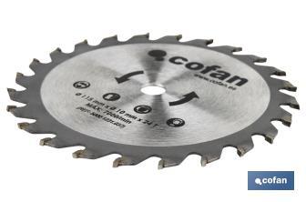 Mini sierra circular eléctrica | Tamaño Ø115mm para Cortar Madera, plásticos y metal blando | 705W Ø115mm - Cofan