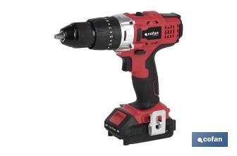 Taladro Percutor a Batería con 1300 rpm | Batería Li-ion de 20V - 1,5 Ah + Cargador incluidos - Cofan