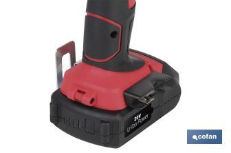 Taladro Percutor a Batería con 1300 rpm | Batería Li-ion de 20V - 1,5 Ah + Cargador incluidos - Cofan