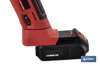 Amoladora a batería | Batería Li-ion de 20V y 2,0 Ah + Cargador incluidos | Apta para discos de ø115 mm - Cofan