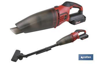 Aspirador a batería con prolongadores y accesorio giratorio | Batería Li-ion 20V + Cargador incluidos - Cofan
