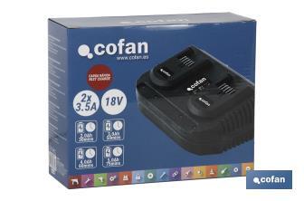 Chargeur de Batteries Double | Charge rapide | 2x3,5A - 18V - Cofan