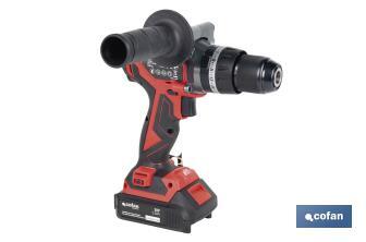 Taladro percutor y atornillador sin escobillas | 2 velocidades | Incluye maletín con batería Li-Ion de 20 voltios y 2.0 Ah + cargador - Cofan