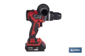 Taladro percutor y atornillador sin escobillas | 2 velocidades | Incluye maletín con batería Li-Ion de 20 voltios y 2.0 Ah + cargador - Cofan