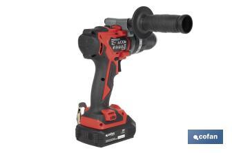 Taladro percutor y atornillador sin escobillas | 2 velocidades | Incluye maletín con batería Li-Ion de 20 voltios y 2.0 Ah + cargador - Cofan