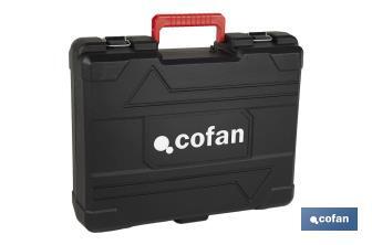 Atornillador percutor de impacto sin escobillas | Para puntas 1/4" Hex | Control de velocidad variable | Maletín, batería Li-ion de 20V y 2,0 Ah y cargador incluido - Cofan